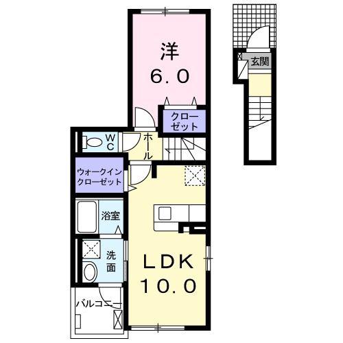 リオ・サンライズV(1LDK/2階)の間取り写真