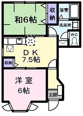 メゾンあざみB(2DK/1階)の間取り写真
