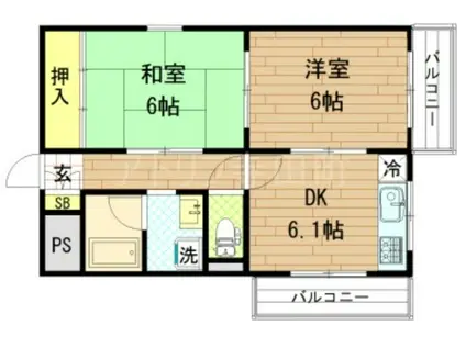 LA VERITA田島(2DK/3階)の間取り写真