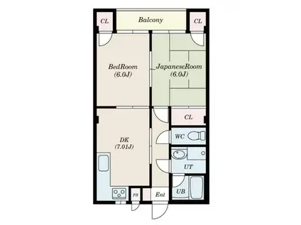 ハミングアヴェニュー2F(2DK/2階)の間取り写真