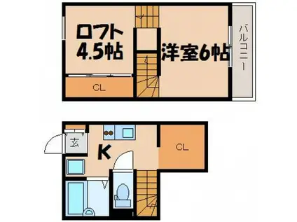 プレシャスコート(1SK/2階)の間取り写真