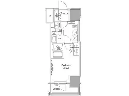 ザ・パークハビオ麻布十番(1K/3階)の間取り写真