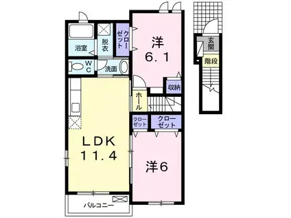 リバ-サイドハウス壱番館(2LDK/2階)の間取り写真