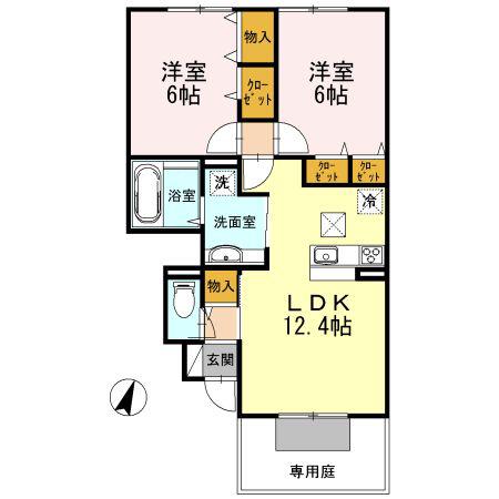 すずらんハイツ(2LDK/1階)の間取り写真