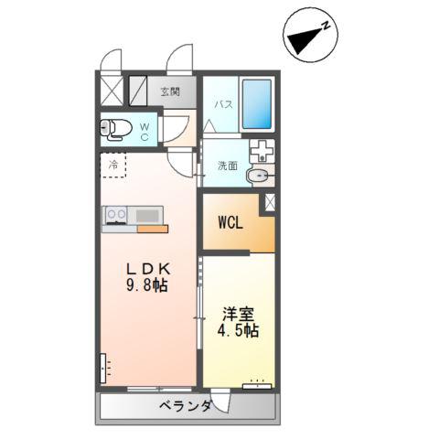 土浦市荒川沖西アパート(1LDK/2階)の間取り写真