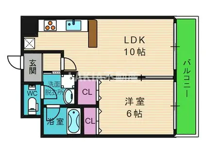 グレイス今里(1LDK/9階)の間取り写真