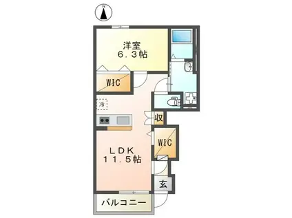 リル・グラース(1LDK/1階)の間取り写真