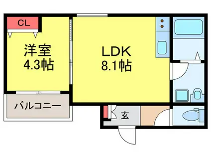 生野区巽南1丁目AP(1LDK/3階)の間取り写真