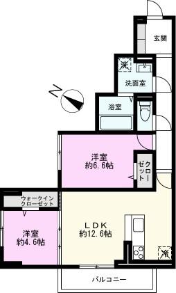 サイカチ(2LDK/2階)の間取り写真