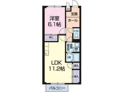 陽のあたる丘A棟(1LDK/1階)の間取り写真