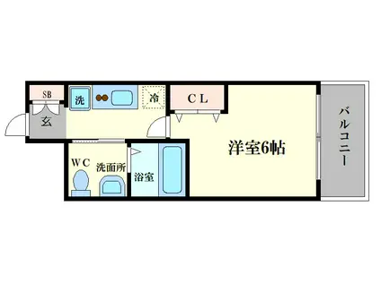 PARK HILLS 弁天町 REVE(1K/7階)の間取り写真