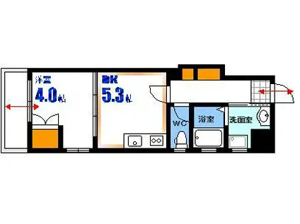 フォルシア大手町(1DK/2階)の間取り写真