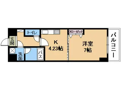 エンゼルプラザイーストII(1K/4階)の間取り写真