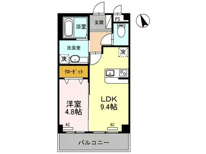 PLUS1(1LDK/3階)の間取り写真