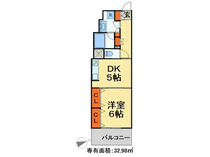 クリオ松戸伍番館(1DK/11階)の間取り写真