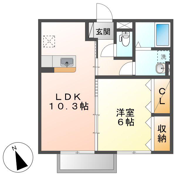 リビングタウン連島A(1LDK/1階)の間取り写真