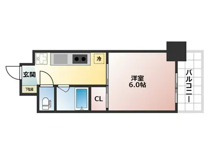 ル・パルトネール天王寺真田山(1K/6階)の間取り写真