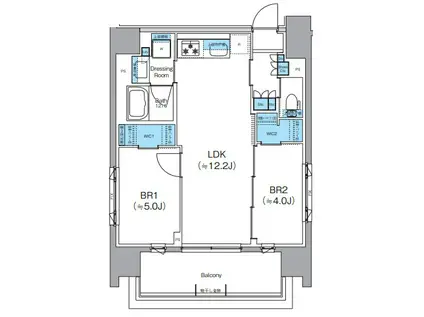 クレヴィアリグゼ錦糸町(2LDK/13階)の間取り写真