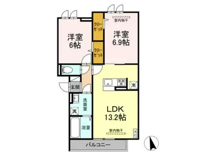 ロイヤルヒルズ(2LDK/1階)の間取り写真