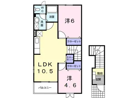 かえで弐番館(2LDK/2階)の間取り写真