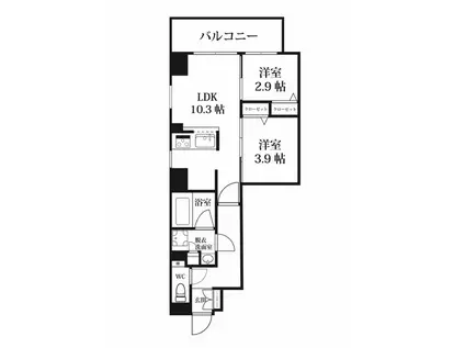 MODERN PALAZZO博多BAY(2LDK/8階)の間取り写真