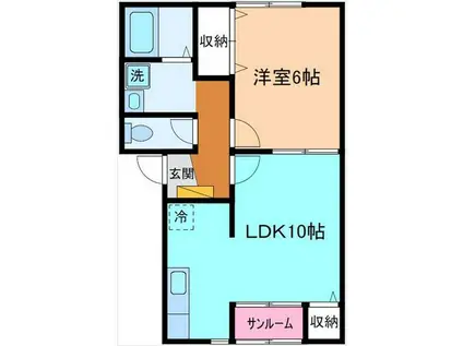 オーチャードヒル(1LDK/2階)の間取り写真