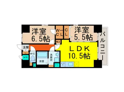 ファースト ヴァンヴェール(2LDK/8階)の間取り写真