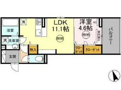 D-RESENA松山(1LDK/3階)の間取り写真
