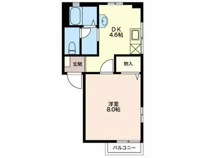 レーベン明石(1DK/2階)の間取り写真