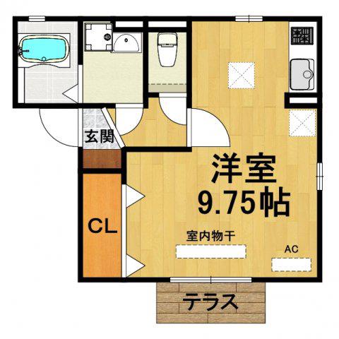 セジュールパッシーモ(ワンルーム/1階)の間取り写真
