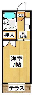 ヴィラ中山 A棟(1K/1階)の間取り写真