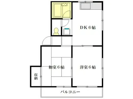 オークハウスA・B棟(2DK/1階)の間取り写真