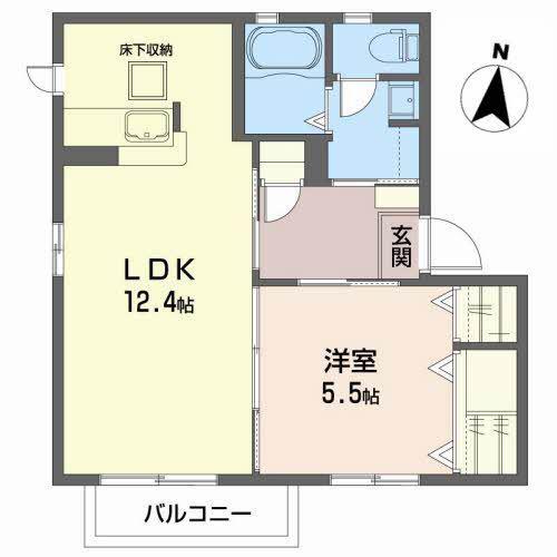 シャーメゾン新田東II(1LDK/1階)の間取り写真