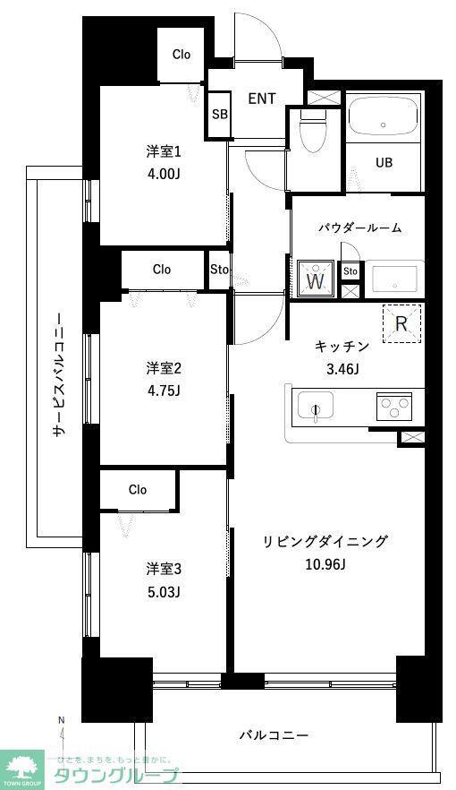 アーバンパーク谷在家(3LDK/6階)の間取り写真