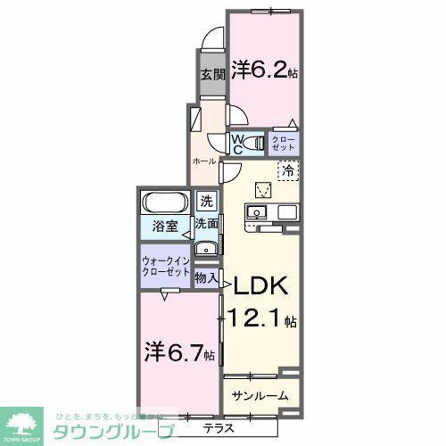 ビオレタA(2LDK/1階)の間取り写真