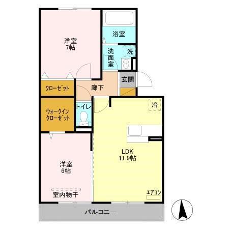 ルシェリア(2LDK/3階)の間取り写真