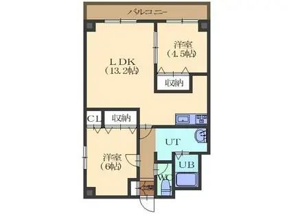 ピュアライフ桔梗(2LDK/2階)の間取り写真
