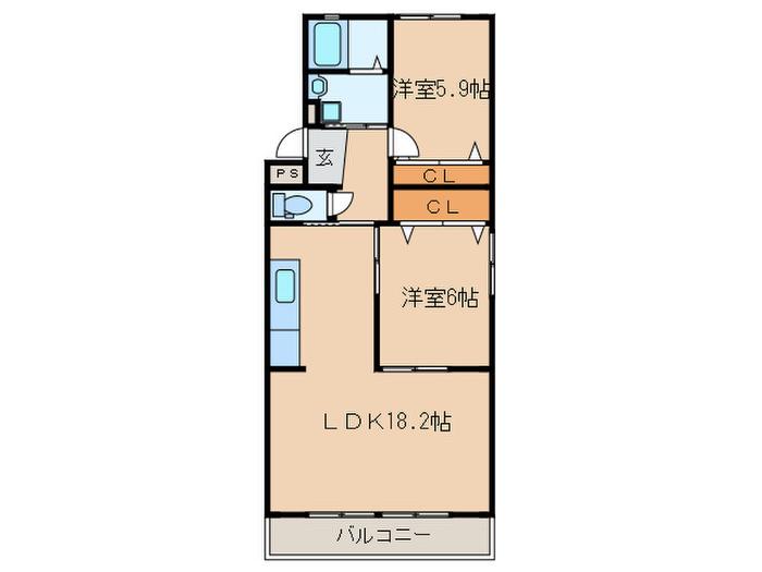 サニーコート高蔵寺西(2LDK/1階)の間取り写真