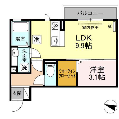 ディアコート(1LDK/2階)の間取り写真