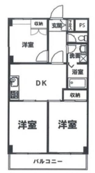 ブルームライフ市川(3DK/3階)の間取り写真