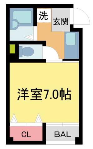 サンクレール2(1K/4階)の間取り写真