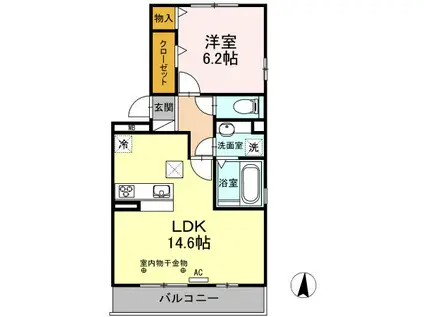 ジューンベリー(1LDK/1階)の間取り写真