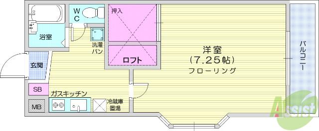 花壇ハイツ(1K/1階)の間取り写真