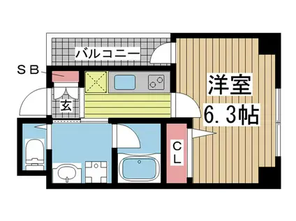 リーフビル坂口(1K/7階)の間取り写真