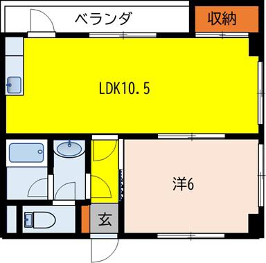 第6ミサワハウス(1LDK/4階)の間取り写真