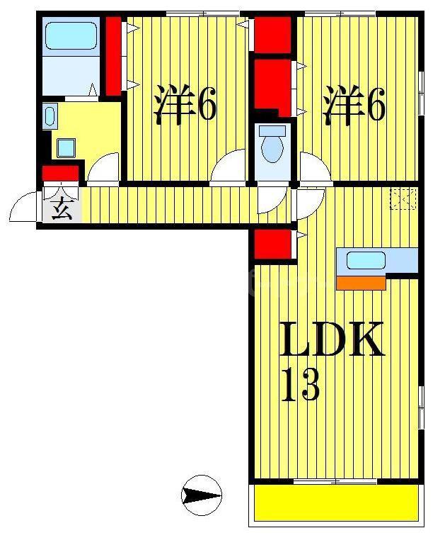 クリアコート(2LDK/2階)の間取り写真