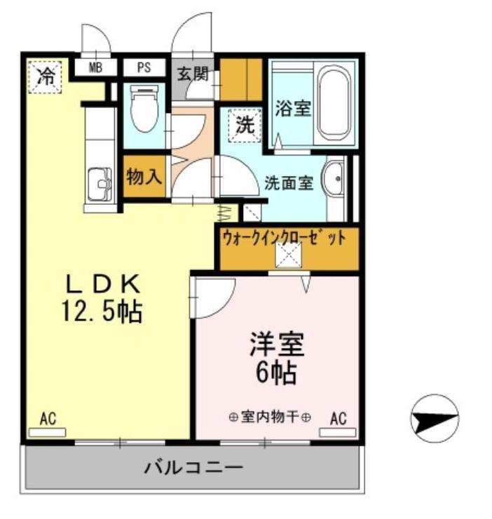 MDPマンション矢巾 B(1LDK/2階)の間取り写真