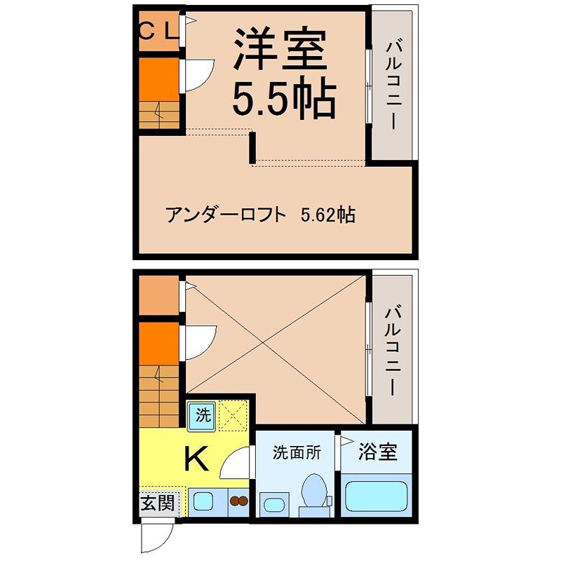 カーサ アージョ(1K/1階)の間取り写真
