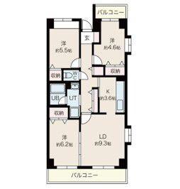 目黒本町マンション(3LDK/3階)の間取り写真