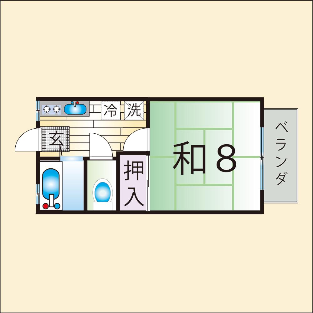 グランドハイツ岩切(1K/1階)の間取り写真